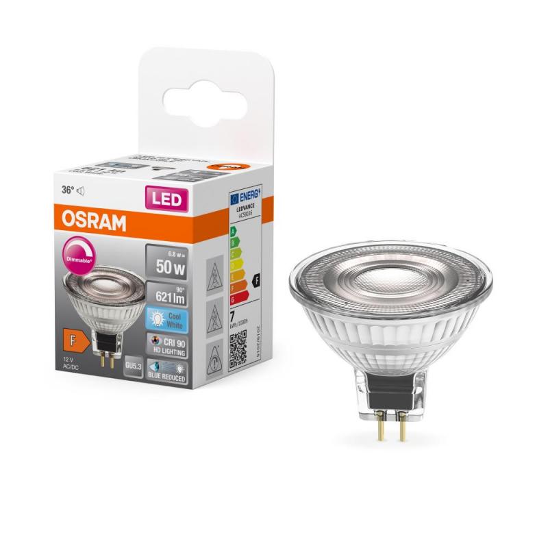 OSRAM GU5.3 Strahler Superstar Plus MR16 HD LIGHTING 36° Abstrahlwinkel dimmbar 12V 6,8W wie 50W neutralweißes Licht 90Ra hohe Farbwiedergabe